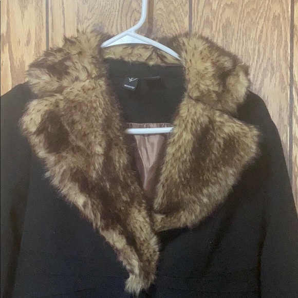 Windsor Faux Fur Black Button Down Long Formal Dress Jacket EUC Womens Small EUC - Picture 2 of 8